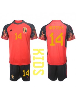 Belgien Dries Mertens #14 Replika Hemmakläder Barn VM 2022 Kortärmad (+ byxor)